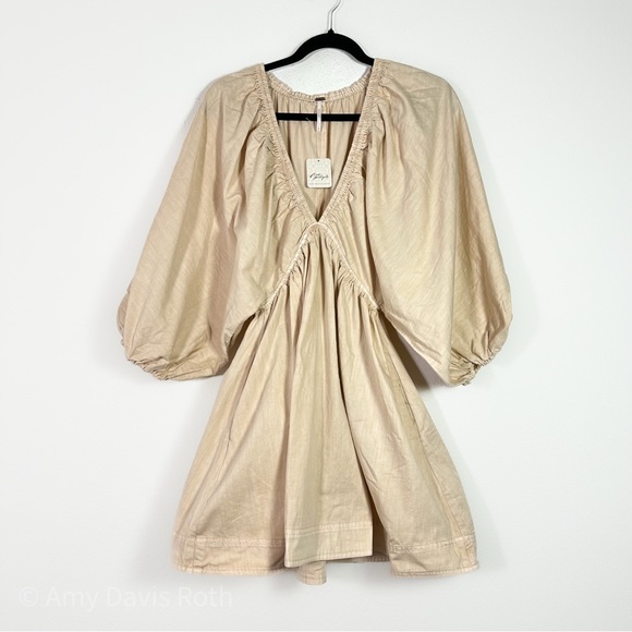 Free People Portia Denim Mini Dress in Ecru size Small NWT - Picture 4 of 10